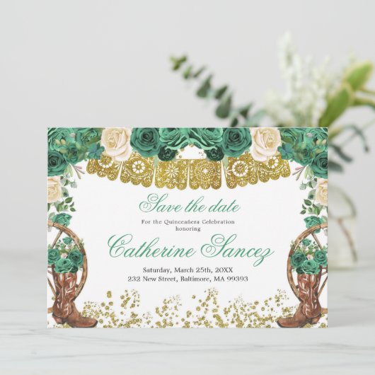 Westerne groene jachtharra bespaart de datum kaart (Staand voorkant)