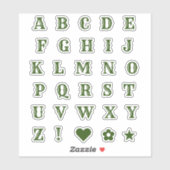 Westerne groene letters | Monogram Alfabet Sticker (Vel)