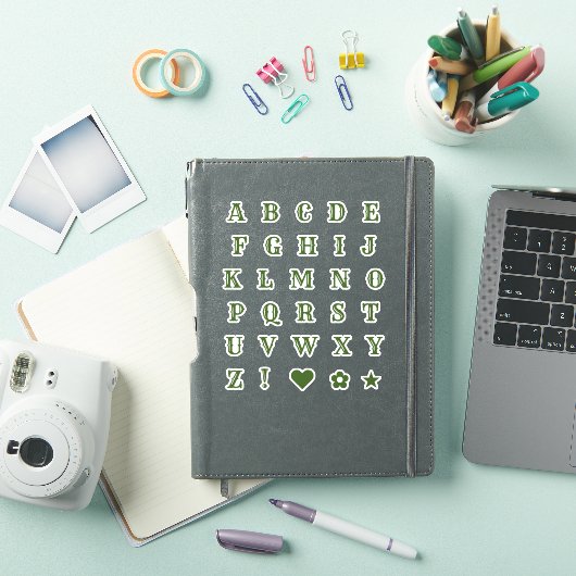 Westerne groene letters | Monogram Alfabet Sticker (iPad Cover)