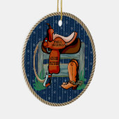 Westerne grootvader Rodeo Saddle Champion Keramisch Ornament (Rechts)