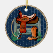 Westerne grootvader Rodeo Saddle Champion Keramisch Ornament (Voorkant)