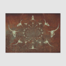 Westerne  Grunge Brown Blauwgroen Bull Skull