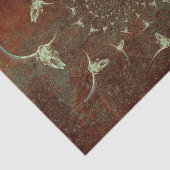 Westerne  Grunge Brown Blauwgroen Bull Skull Tissuepapier (Detail)