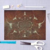 Westerne  Grunge Brown Blauwgroen Bull Skull Tissuepapier (Craft)