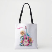 Westerne Guitar Daisies Zonnebloemen Gepersonalise Tote Bag (Voorkant)
