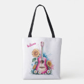 Westerne Guitar Daisies Zonnebloemen Gepersonalise Tote Bag (Achterkant)