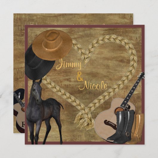 WESTERNE GUITAR MULTI-DOELINVITATIE KAART (Voorkant / Achterkant)