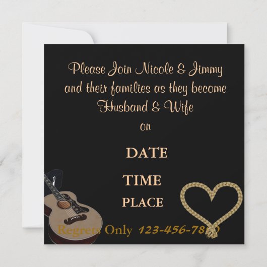 WESTERNE GUITAR WEDDING INVITATION KAART (Achterkant)