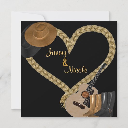WESTERNE GUITAR WEDDING INVITATION KAART (Voorkant)