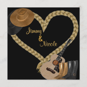 WESTERNE GUITAR WEDDING INVITATION KAART