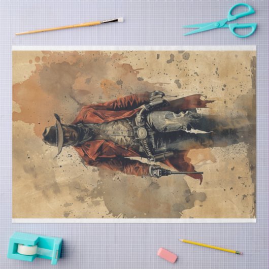 Westerne Gunfighter Wild West Decoupage Tissuepapier (Craft)