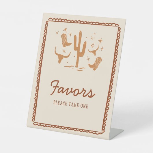 Westerne gunsten Vrijgezellenfeest Party Sign Reclamebord Met Voetstuk (Voorkant)