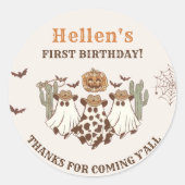 Westerne Halloween Cactus Verjaardag Dank u Ronde Sticker (Voorkant)