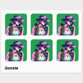 Westerne Halloween Cowgirl Ghost Pop Art Stickers (Vel)