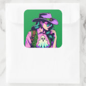 Westerne Halloween Cowgirl Ghost Pop Art Stickers (Tas)