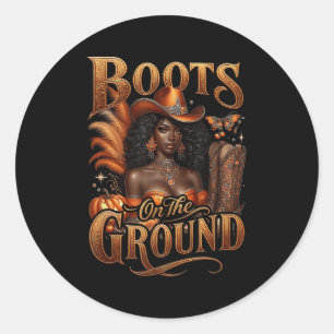 Westerne Halloween Cowgirl laarzen op de grond Ronde Sticker