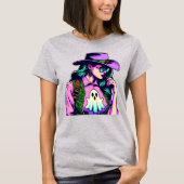 Westerne Halloween Cowgirl met Ghost Pop Art Shirt (Voorkant)