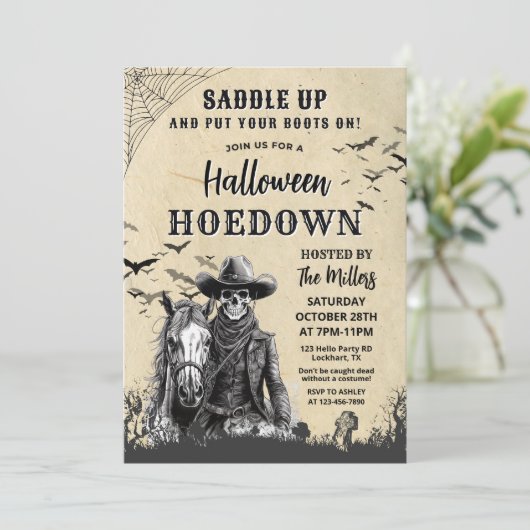 Westerne Halloween Hoedown Cowboy Party Kaart (Staand voorkant)