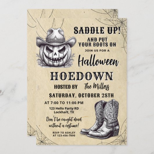 Westerne Halloween Hoedown Party, Spooky Cowboy Kaart (Voorkant / Achterkant)
