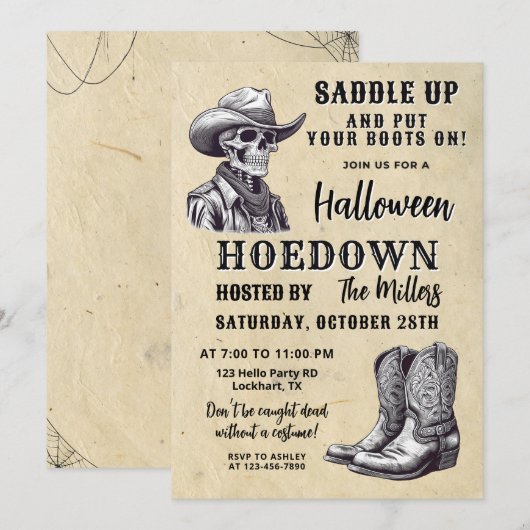 Westerne Halloween Party, Spooky Cowboy, Hoedown Kaart (Voorkant / Achterkant)