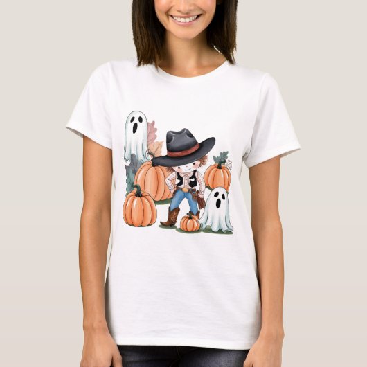 Westerne Halloween Pumpkin Png T-shirt (Voorkant)