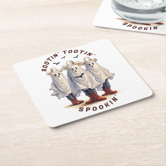 Westerne Halloween Spooky Cowboy Ghosts Custom Kartonnen Onderzetters (Schuin)
