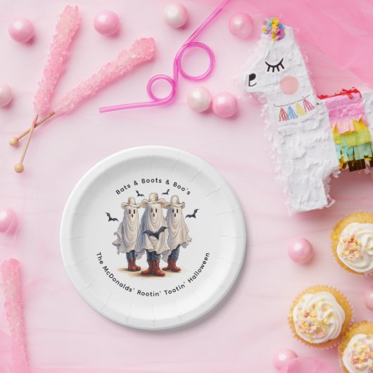 Westerne Halloween Spooky Cowboy Ghosts Custom Papieren Bordje (Feest)