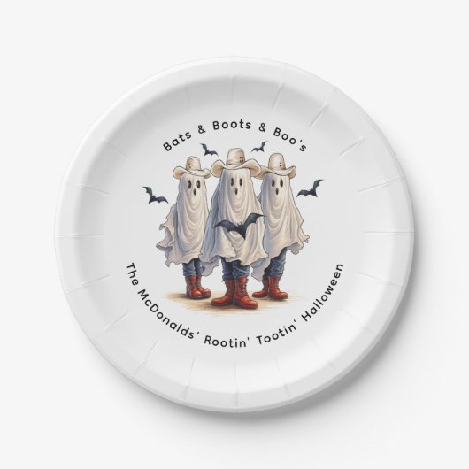 Westerne Halloween Spooky Cowboy Ghosts Custom Papieren Bordje (Voorkant)