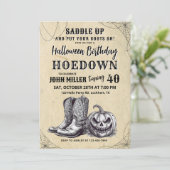 Westerne Halloween Verjaardag Hoedown, Cowboy Kaart (Staand voorkant)