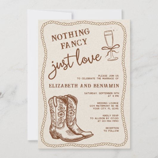 Westerne Hand getekend Niets Fancy Alleen Liefde T Kaart (Voorkant)