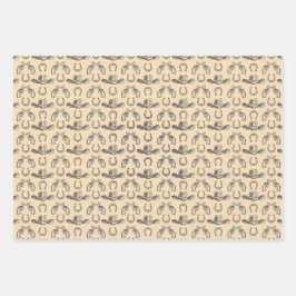 Westerne handgeschreven Petten van cowboy Revolver Inpakpapier Vel