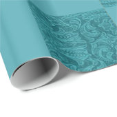 Westerne Handleer Turquiose Block Print Cadeaupapier (Rol Hoek)