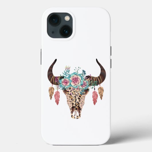 Westerne handleiding Floral Bull Case-Mate iPhone Case (Achterkant)