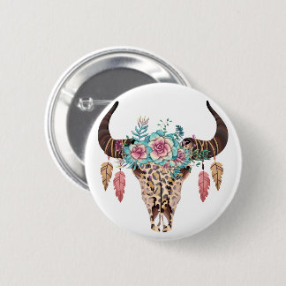 Westerne handleiding Floral Bull Ronde Button 5,7 Cm