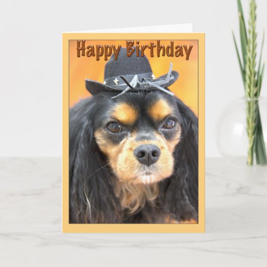 Westerne Happy Birthday Cavalier King Charles Kaart (Voorkant)