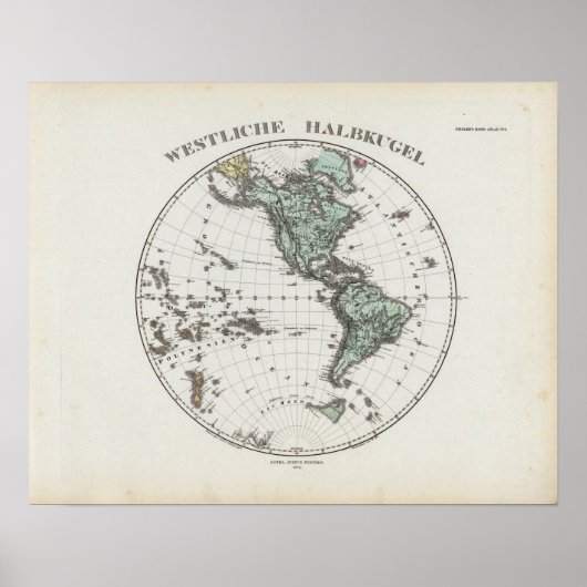 Westerne Hemisphere Atlas-kaart Poster (Voorkant)