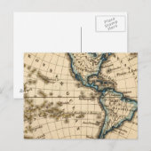 Westerne Hemisphere-kaart gegraveerd Briefkaart (Voorkant / Achterkant)