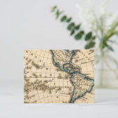 Westerne Hemisphere-kaart gegraveerd Briefkaart (Staand voorkant)