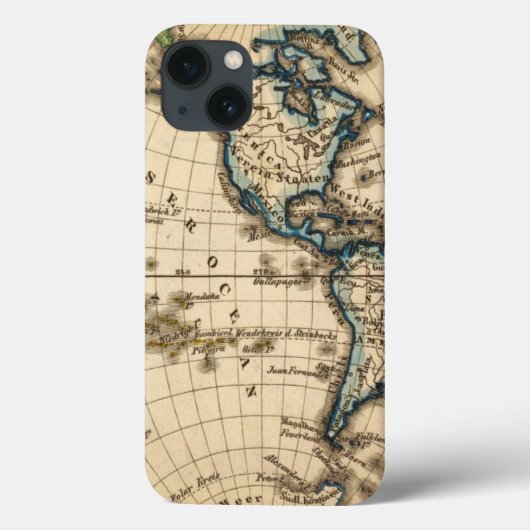 Westerne Hemisphere-kaart gegraveerd Case-Mate iPhone Case (Achterkant)