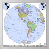 Westerne Hemisphere-kaart Poster (Voorkant)