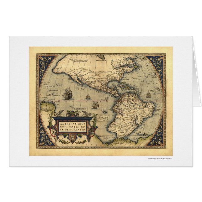 Westerne Hemisphere-kaart van Ortelius 1570 (Voorkant Horizontaal)