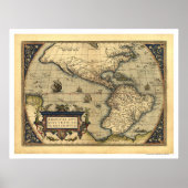 Westerne Hemisphere-kaart van Ortelius 1570 Poster (Voorkant)