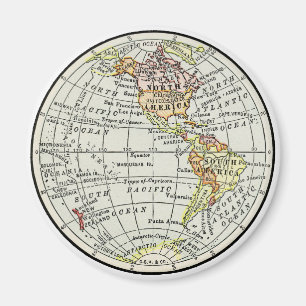 Westerne Hemisphere Map Wereldbol Revel Art Magneet