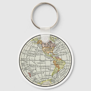 Westerne Hemisphere Map Wereldbol Revel Art Sleutelhanger