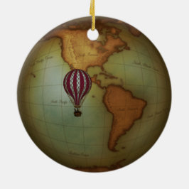 Westerne Hemisphere Steampunk Map & Hot Air Ballon Keramisch Ornament