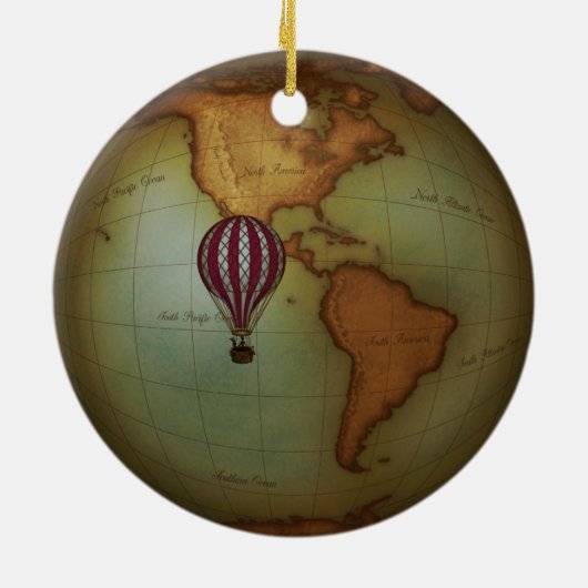 Westerne Hemisphere Steampunk Map & Hot Air Ballon Keramisch Ornament (Achterkant)