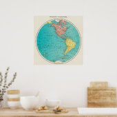 Westerne Hemisphere World Atlas Map Poster (Keuken)