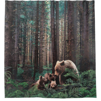 Westerne Hemlock Trees regenwoud Pattern Douchegordijn