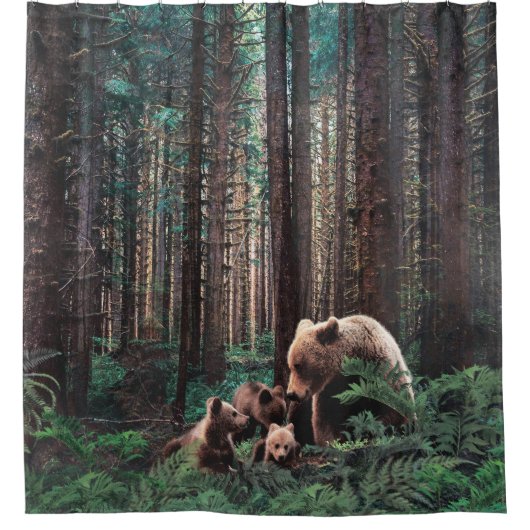 Westerne Hemlock Trees regenwoud Pattern Douchegordijn (Voorkant)