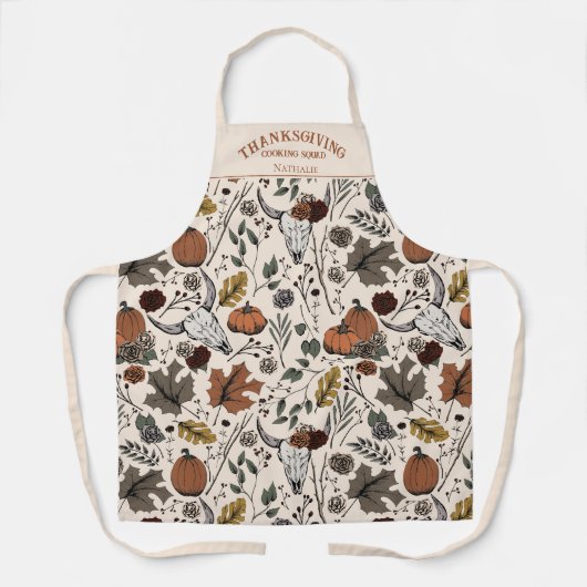 Westerne Herfst Harvest Thanksgiving Cooking Squad Schort (Voorkant)